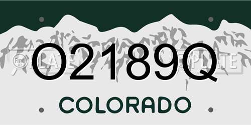 O2189Q Colorado License Plate