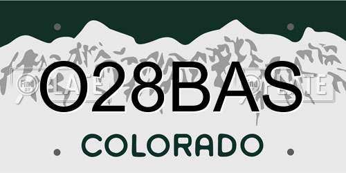O28BAS Colorado License Plate
