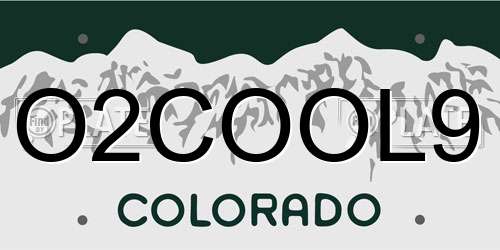 O2COOL9 Colorado License Plate