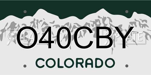 O40CBY Colorado License Plate