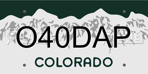 O40DAP Colorado License Plate
