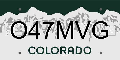 O47MVG Colorado License Plate