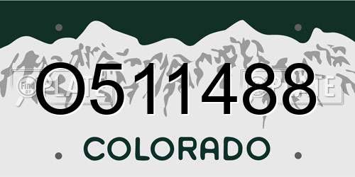 O511488 Colorado License Plate