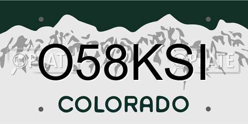O58KSI Colorado License Plate