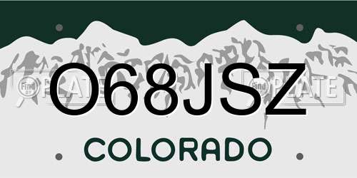 O68JSZ Colorado License Plate