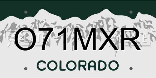 O71MXR Colorado License Plate