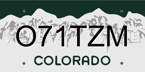 O71TZM Colorado License Plate