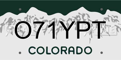 O71YPT Colorado License Plate