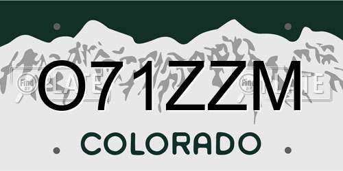 O71ZZM Colorado License Plate