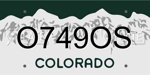 O749OS Colorado License Plate
