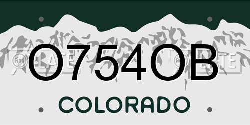 O754OB Colorado License Plate