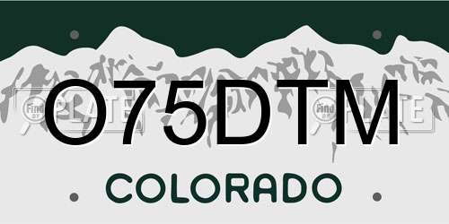 O75DTM Colorado License Plate