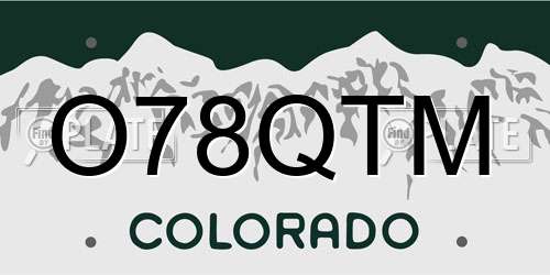 O78QTM Colorado License Plate