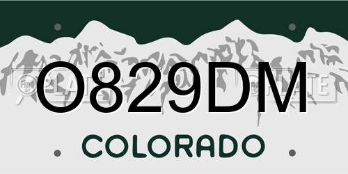 O829DM Colorado License Plate