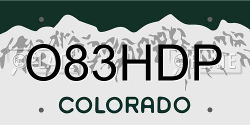O83HDP Colorado License Plate