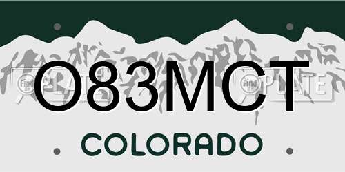 O83MCT Colorado License Plate
