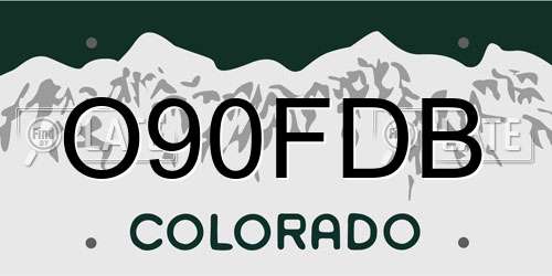 O90FDB Colorado License Plate