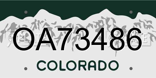 OA73486 Colorado License Plate