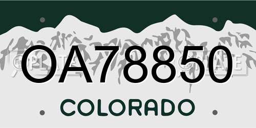 OA78850 Colorado License Plate