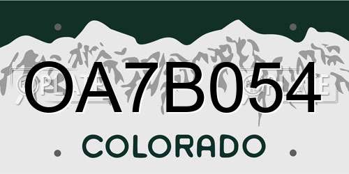 OA7B054 Colorado License Plate