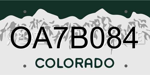 OA7B084 Colorado License Plate