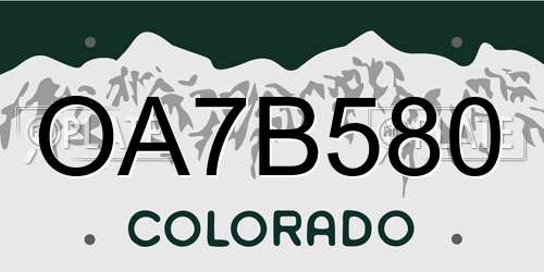 OA7B580 Colorado License Plate
