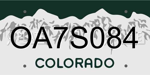 OA7S084 Colorado License Plate