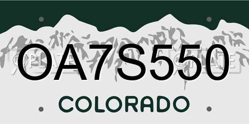 OA7S550 Colorado License Plate