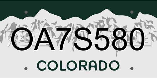 OA7S580 Colorado License Plate