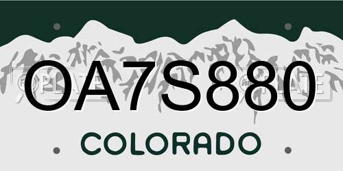 OA7S880 Colorado License Plate