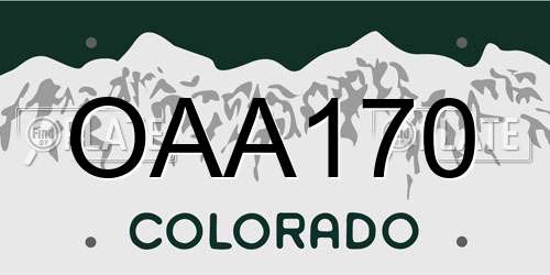 OAA170 Colorado License Plate