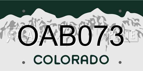 OAB073 Colorado License Plate