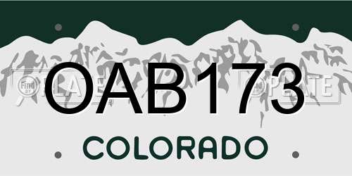 OAB173 Colorado License Plate
