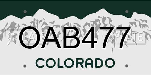 OAB477 Colorado License Plate