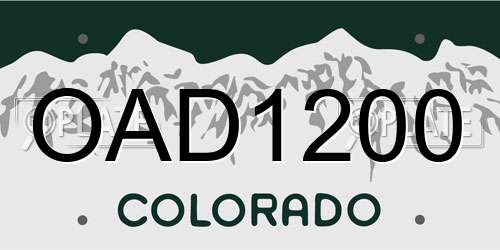 OAD1200 Colorado License Plate