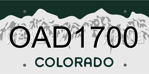 OAD1700 Colorado License Plate