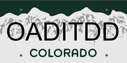 OADITDD Colorado License Plate