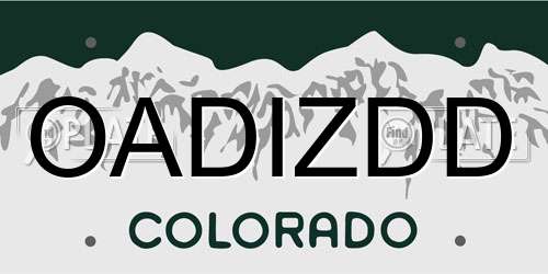 OADIZDD Colorado License Plate