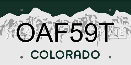 OAF59T Colorado License Plate