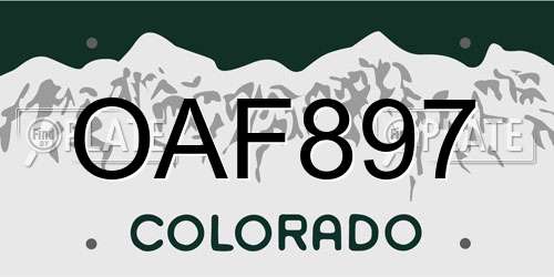 OAF897 Colorado License Plate