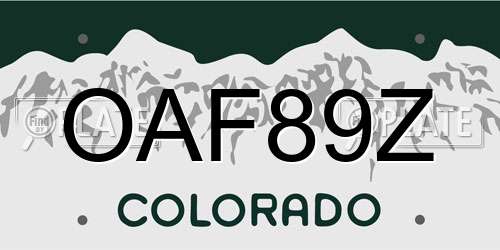 OAF89Z Colorado License Plate