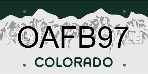 OAFB97 Colorado License Plate