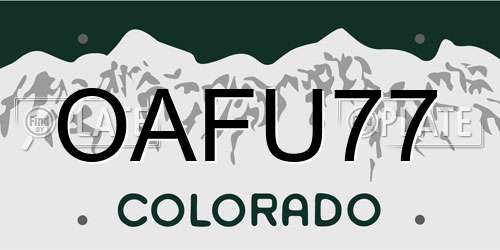 OAFU77 Colorado License Plate