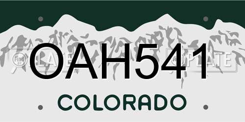 OAH541 Colorado License Plate
