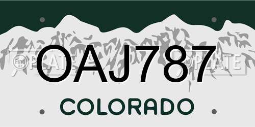 OAJ787 Colorado License Plate