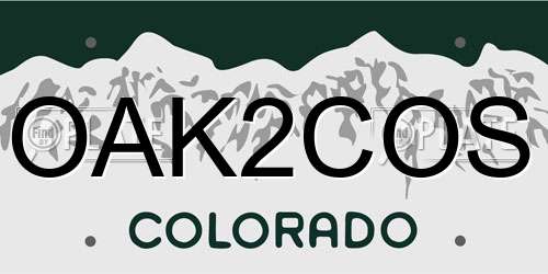 OAK2COS Colorado License Plate