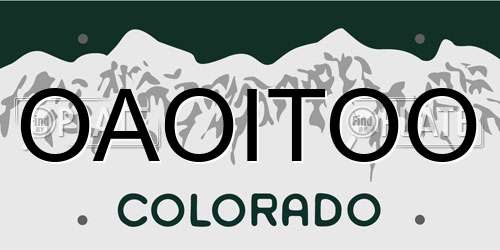 OAOITOO Colorado License Plate