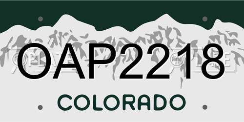 OAP2218 Colorado License Plate