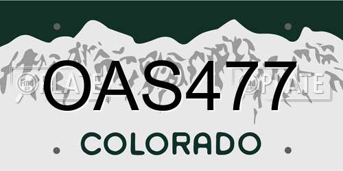 OAS477 Colorado License Plate