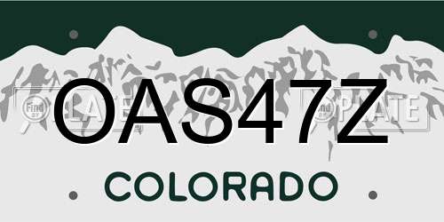 OAS47Z Colorado License Plate